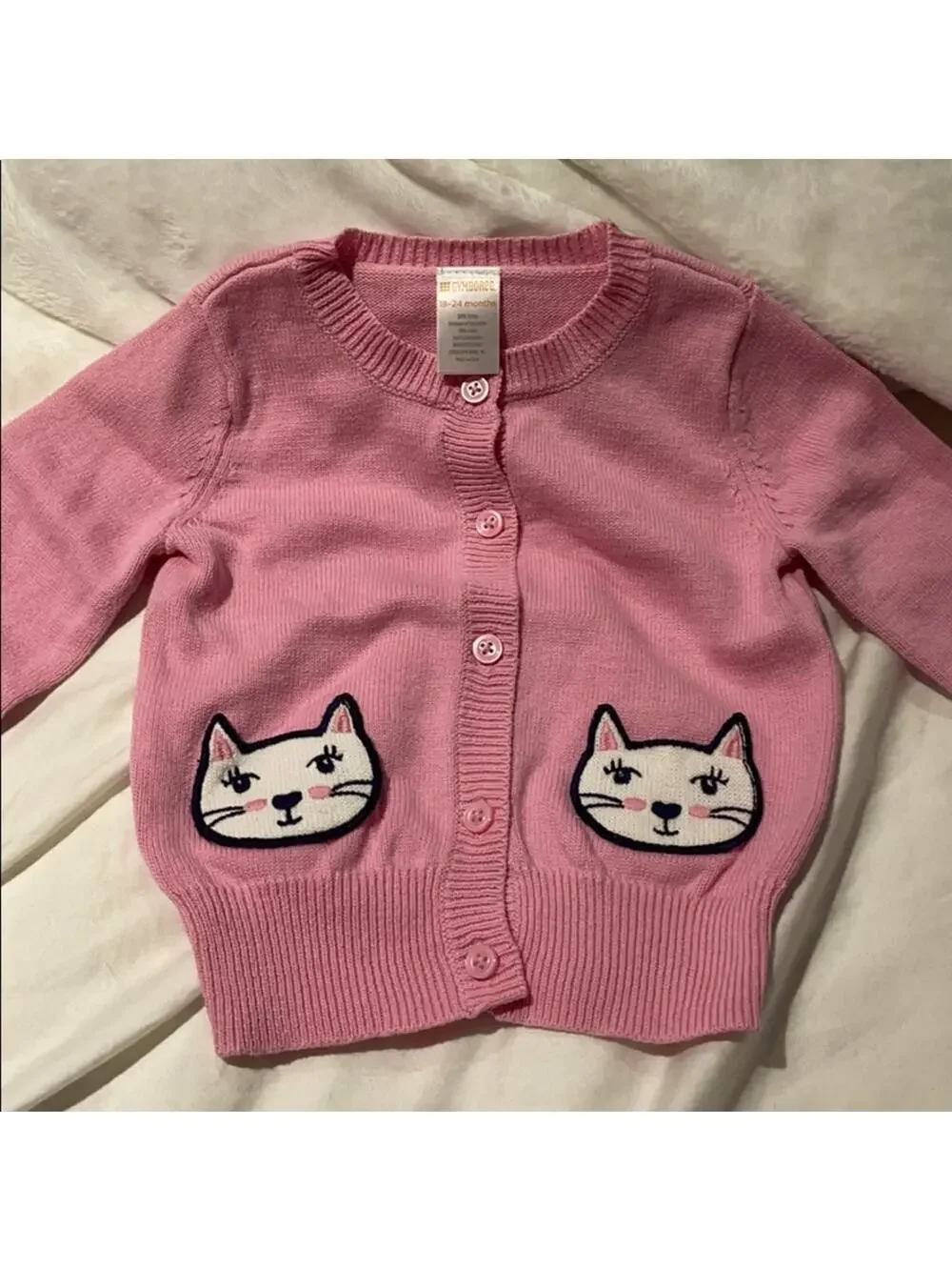 Gymboree 18-24 pink cat cardigan euc